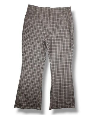 Theory Black and Tan Plaid High-Rise Kick Flare Pants Size 12